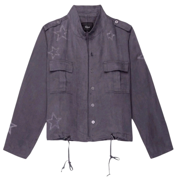 Rails Rowen Embroidered Moon & Stars Military Jacket in Gray Casual Women's XS - Picture 2 of 9